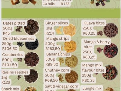 Dried fruits and nuts